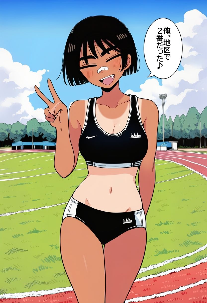 ボーイッシュ褐色陸上女子に無責任中出ししまくって孕ませるまで。 サンプル3ページ目