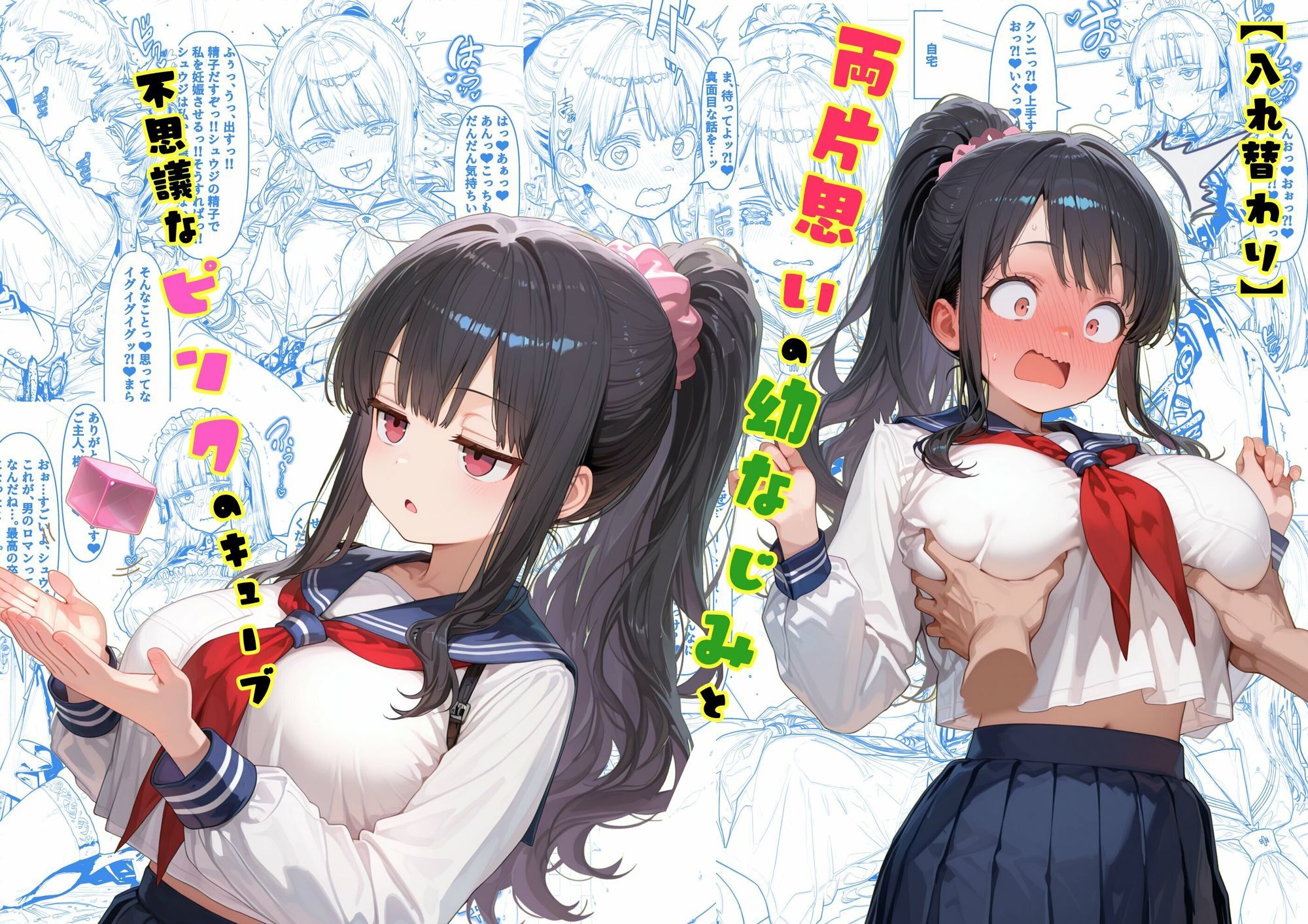 TS2作品セット7（【寄生】生意気な後輩の中に触手が入っていった話・【入れ替わり】両片思いの幼なじみと不思議なピンクのキューブ） サンプル4ページ目