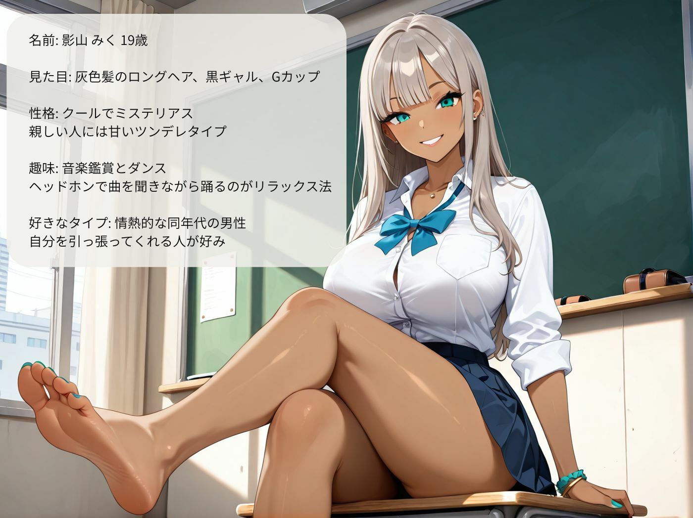 巨乳黒ギャルに誘惑されて教室で禁断の制服セックス サンプル4ページ目