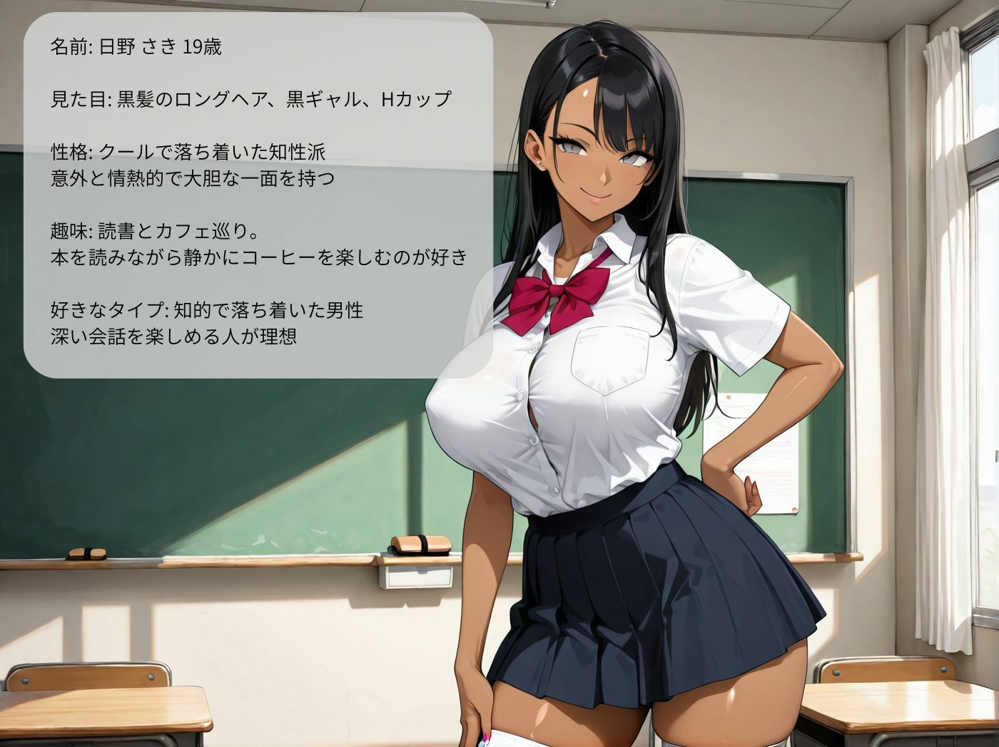 巨乳黒ギャルに誘惑されて教室で禁断の制服セックス サンプル7ページ目