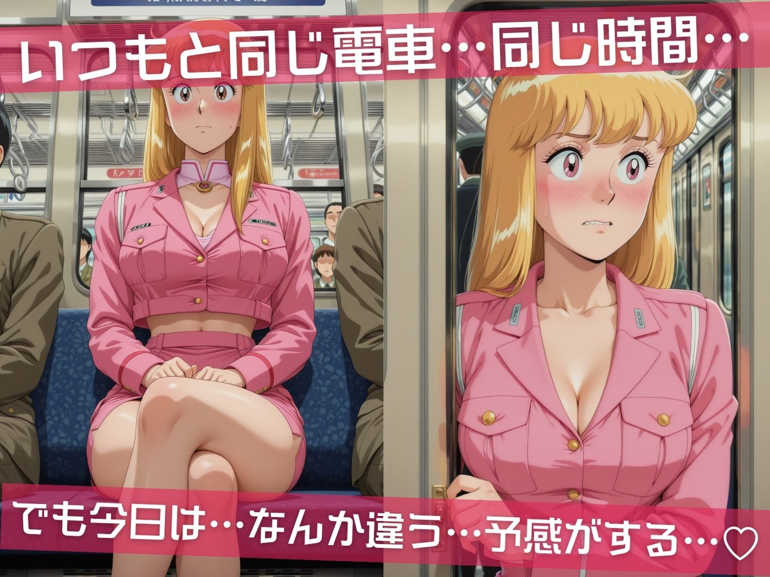 満員電車痴●地獄 こ●ら葛飾区亀有公園前派出所〜 電車編 〜 互いの体を求め合う禁断のラッシュへ。 サンプル1ページ目