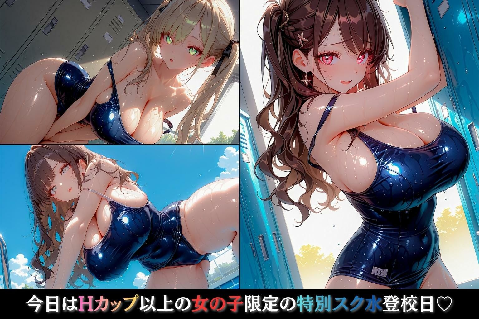 爆乳スク水パラダイス！！〜今日はデカパイ限定性処理特別登校日♪〜 サンプル1ページ目