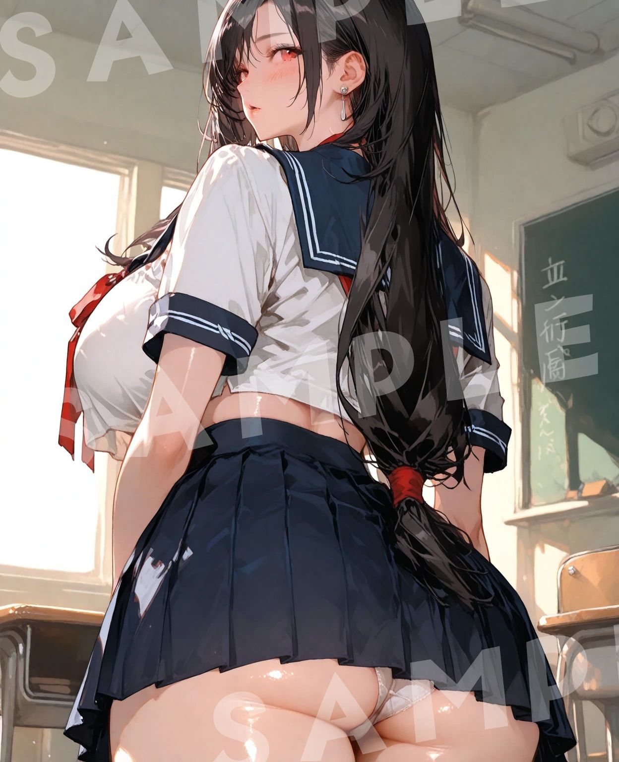 【コスプレx主観 1】学園コスで制服角ニーからスク水立ちバック サンプル2ページ目