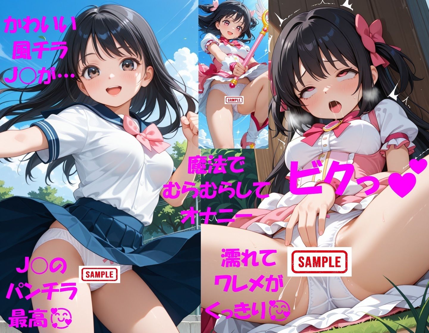 パンチラJKが魔法少女に変身★オナニーでイクぅ！3―黒髪JK、オナニーに夢中― サンプル4ページ目
