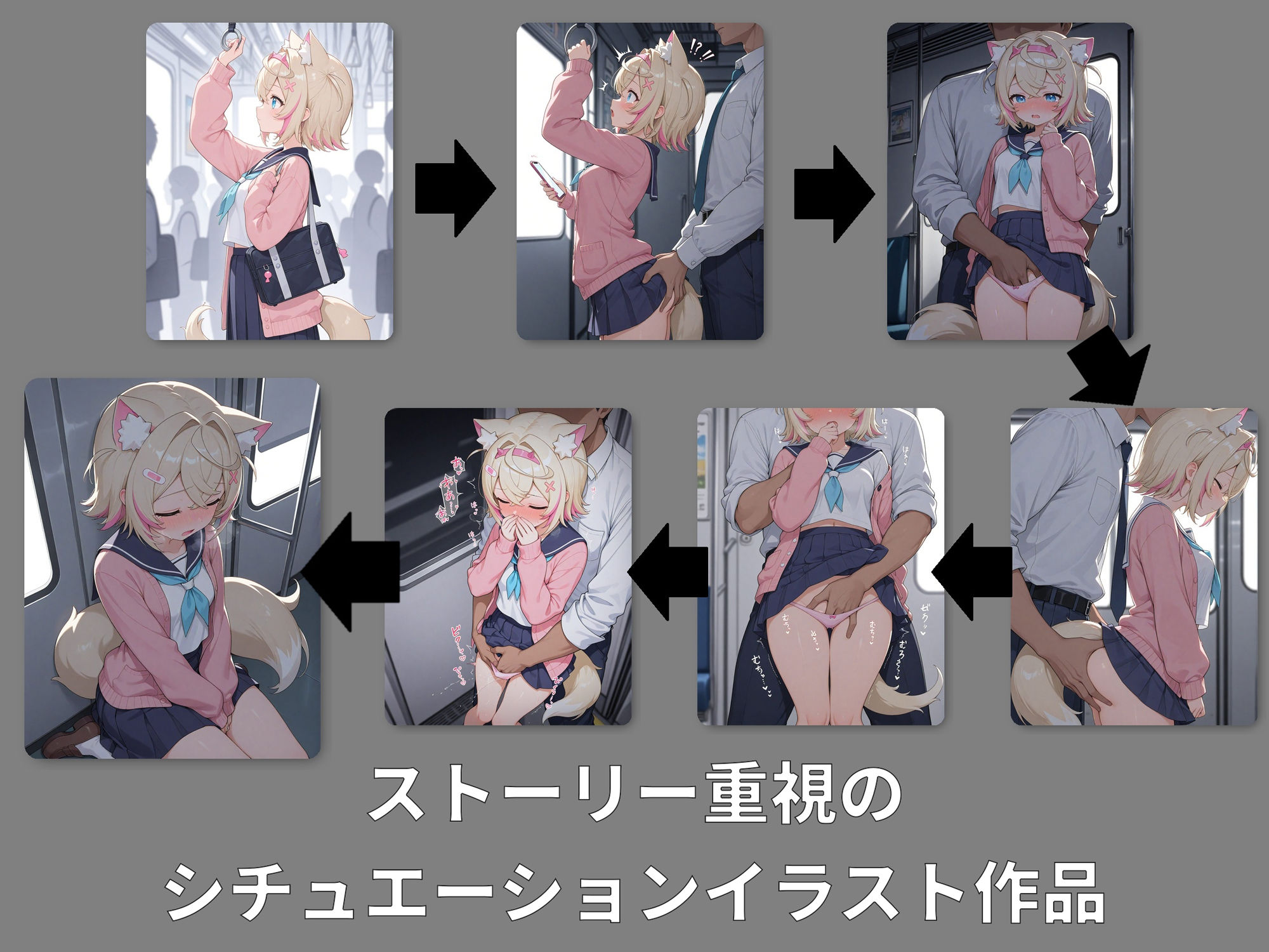 痴●電車 犯●れた少女 モ●コ・アビスガ●ド編 サンプル1ページ目