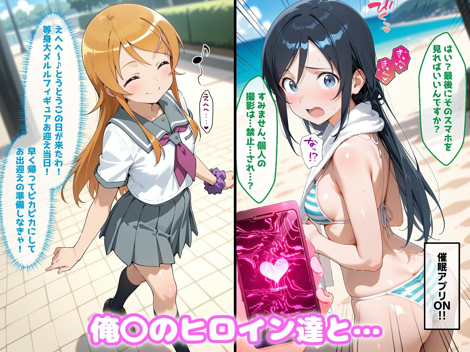 〇眠アプリで妊娠孕ませ  俺〇のヒロインたちと膣内射精えっちする話 サンプル1ページ目