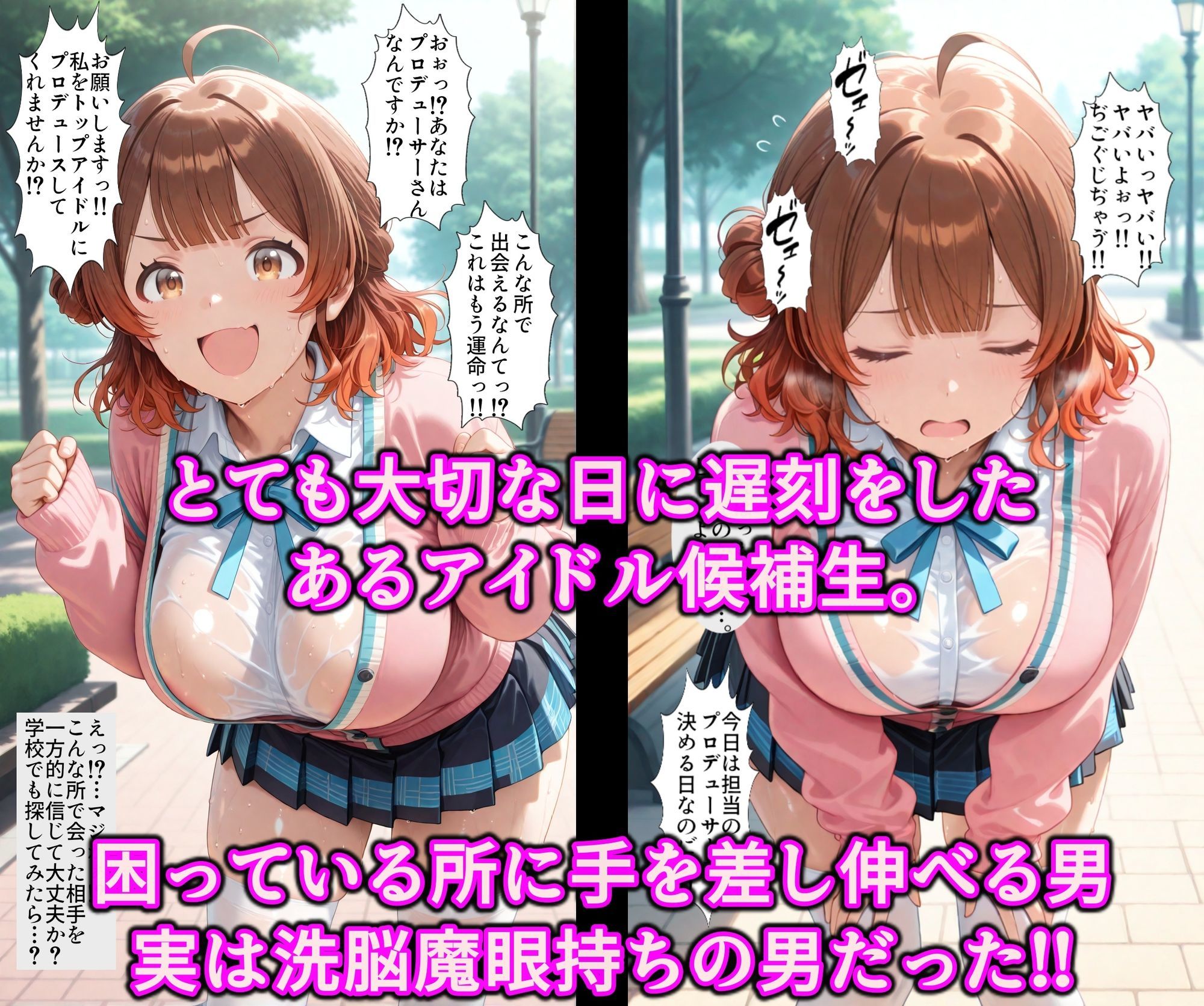 洗脳魔眼のアイドル育成！！全穴でアヘるドM洗脳調教レッスンで勃起チンポにハマる変態淫乱アイドル サンプル2ページ目