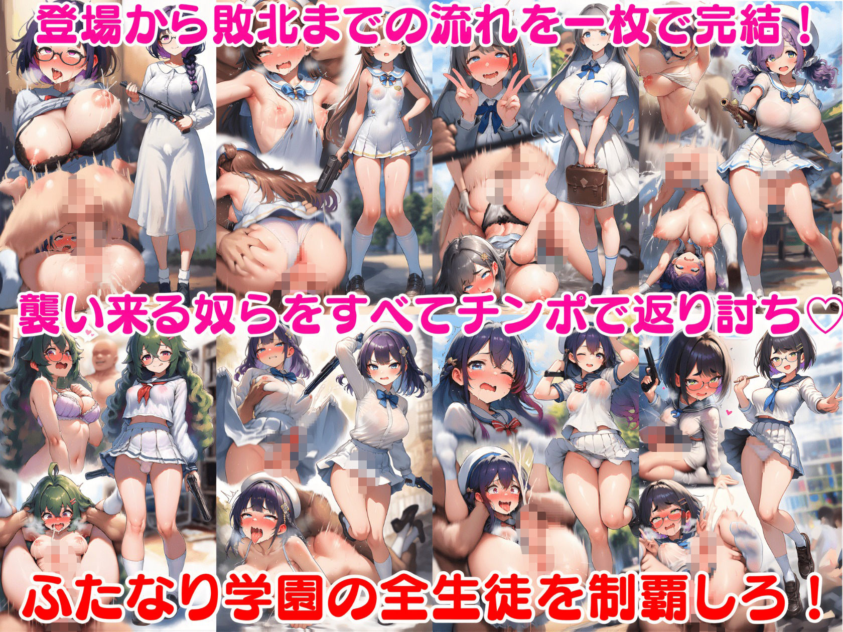 ふたなり即堕ち学園 〜生意気ふたなりJK達をオスチンポでわからせろ〜 サンプル5ページ目
