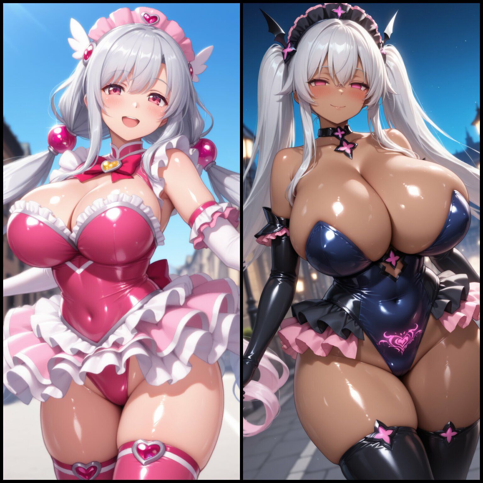【悪堕ち×淫紋】銀髪褐色の爆乳魔法少女。淫らな肉厚ボディで夜の街を彷徨い、見知らぬ男に搾り尽くされる サンプル1ページ目