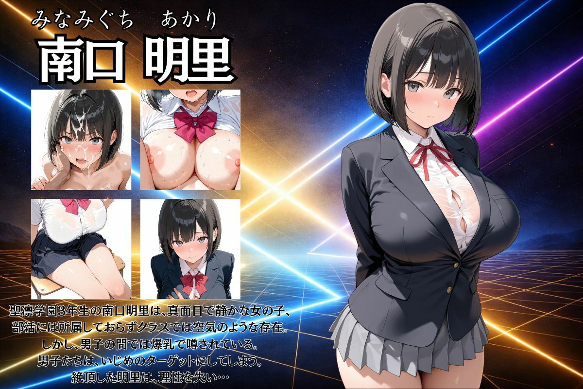 黒髪ボブカットの爆乳JK 南口明里。可愛過ぎたので皆んなで犯しまくってみた サンプル1ページ目