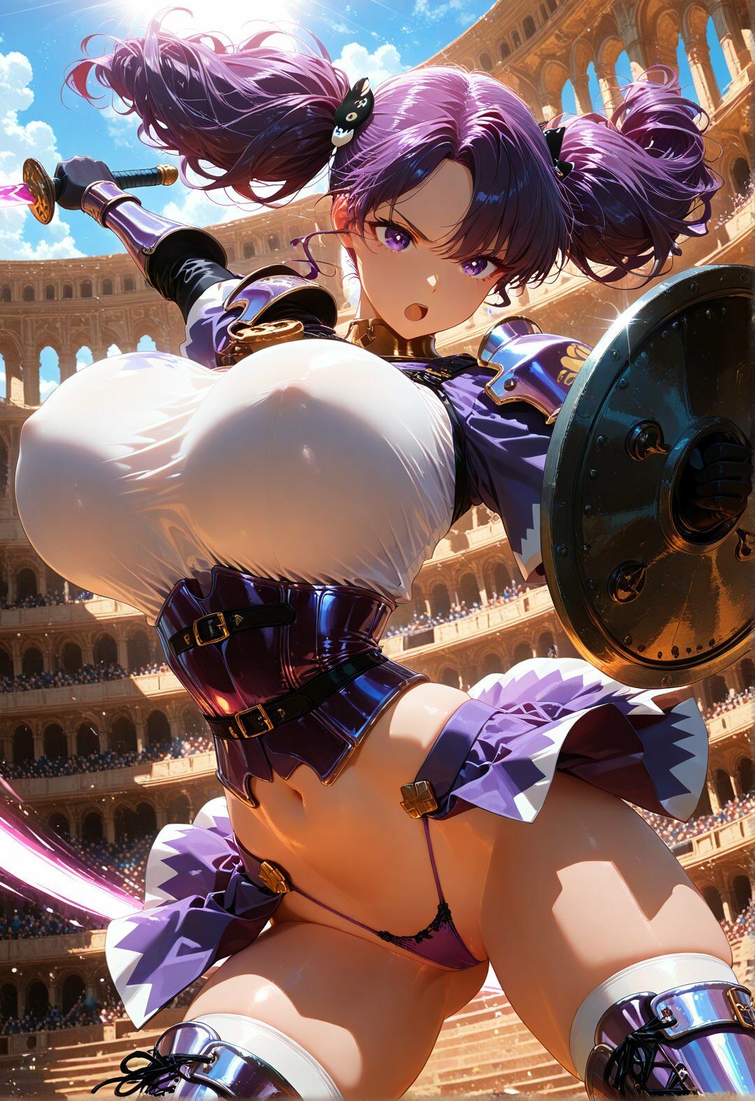 巨乳美闘士征服〜力こそ全ての闘技場で3人の心も体も堕とすようです〜 サンプル1ページ目