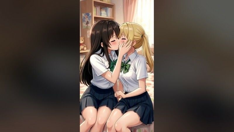 【4Kフルモーション】制服百合少女の濃厚ディープキス〜密着こすりあいでイッちゃう3分フルアニメ〜【フルボイス】 サンプル1ページ目