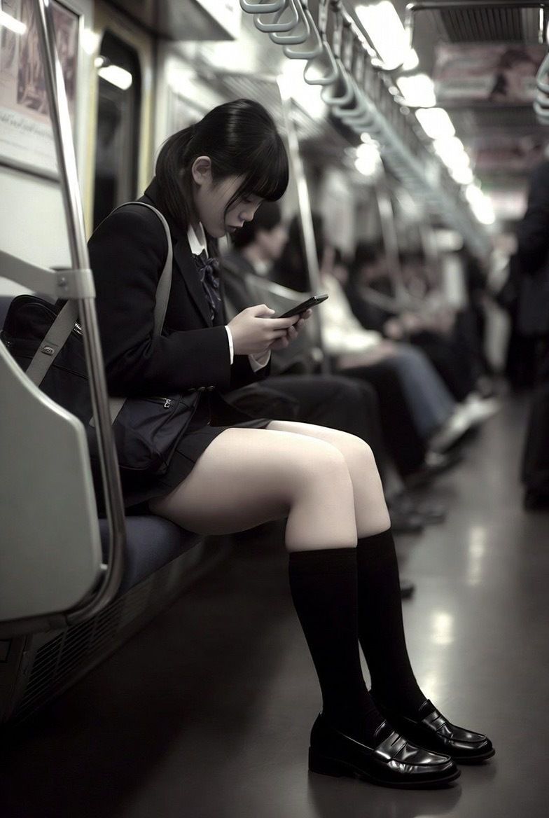 NZAI-001 地下鉄JK太もも覗き 〜AI美女の無防備なスマホ画面とむっちり太もも〜 サンプル1ページ目