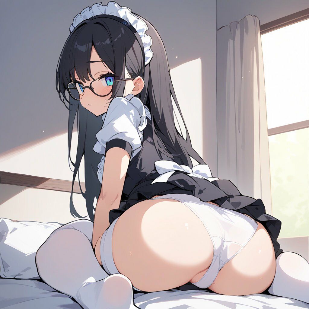 メイド服でしゃがみ＆またがりでパンチラ サンプル8ページ目