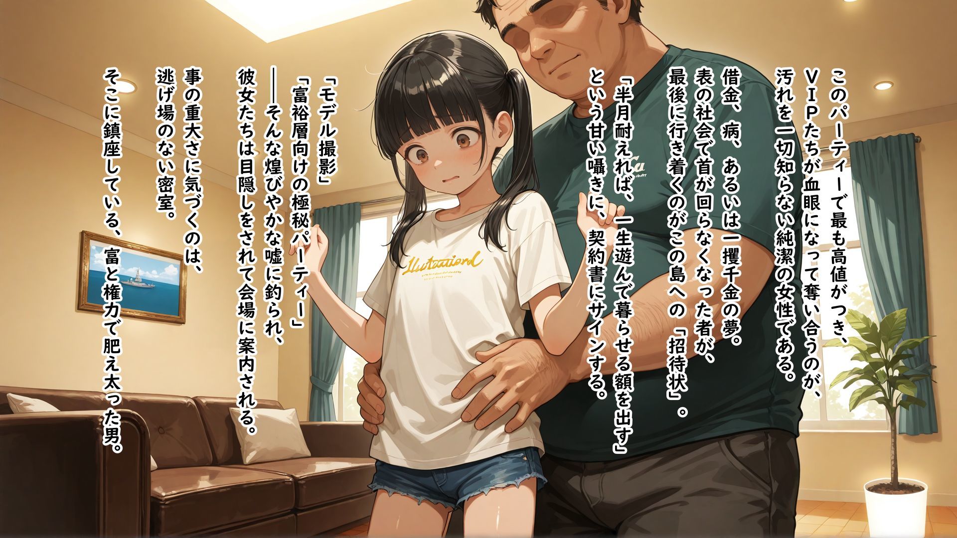 甘い話に釣られてOKした金持ち主催のパーティーで何回イってもやめてもらえない女の子 サンプル1ページ目