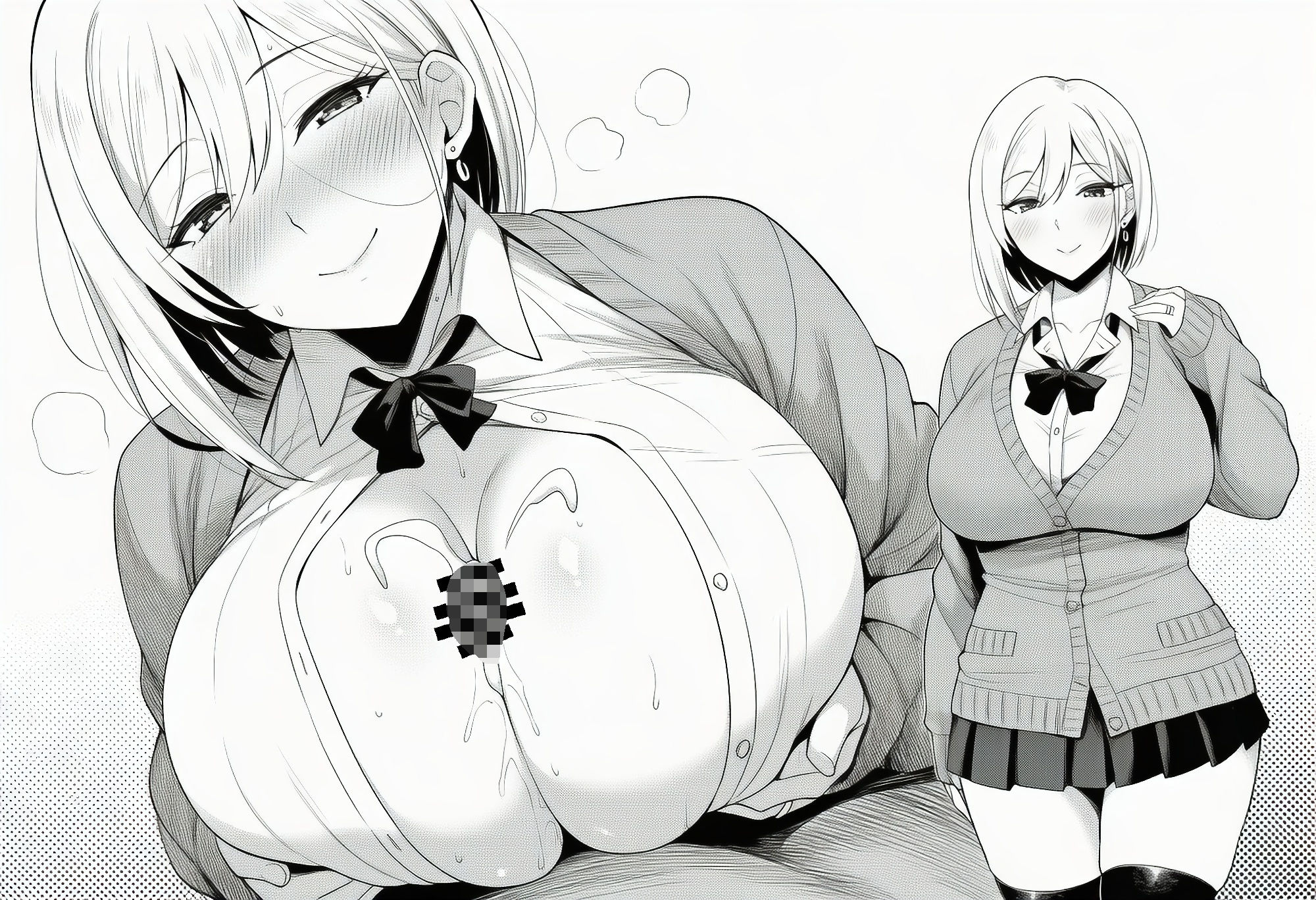 パイズリ線画集〜白黒乳戯〜 サンプル1ページ目