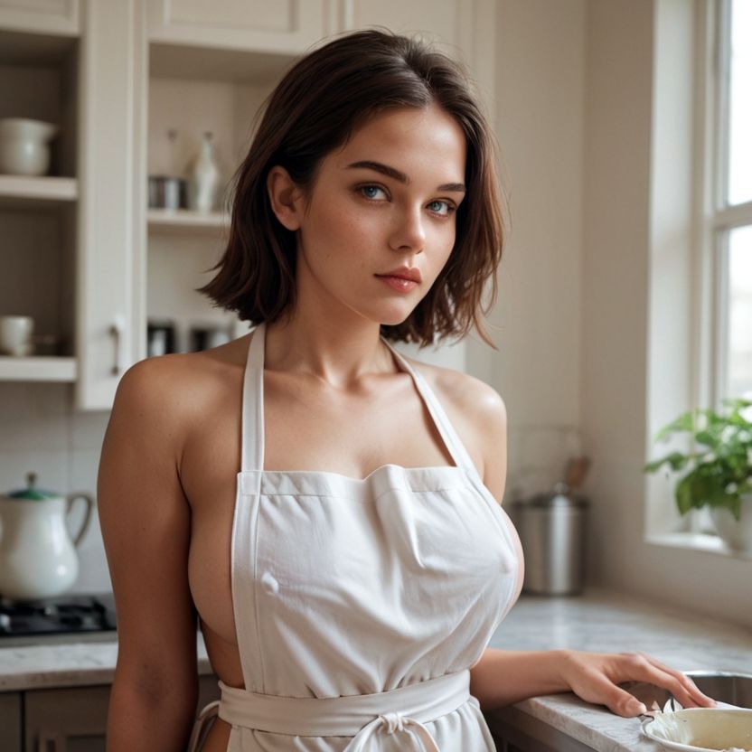 裸にエプロンの外国の美女（セリフなし  AI画像集） サンプル3ページ目