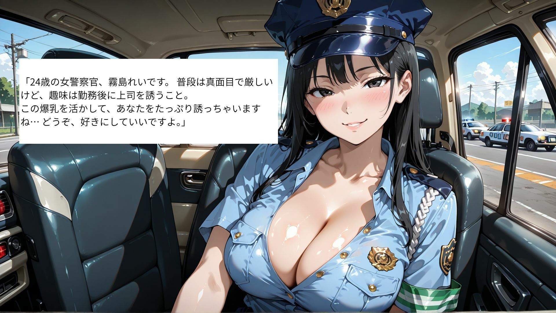 勤務後の爆乳女警察官をパトカー内でハメまくった記録 サンプル1ページ目