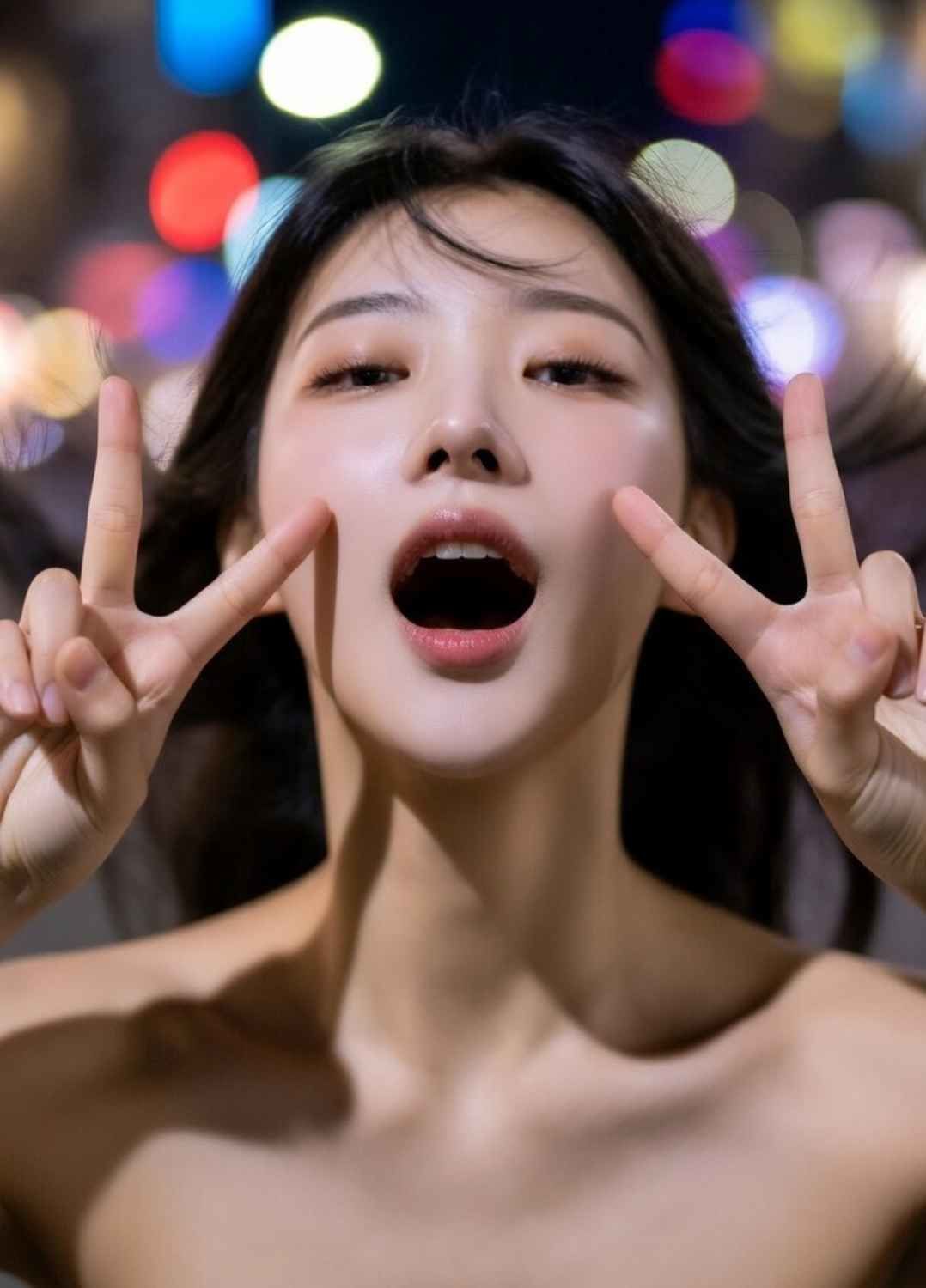 お下品ピース写真集  〜ずっと見ていたいあへ顔ダブルピース〜 サンプル9ページ目
