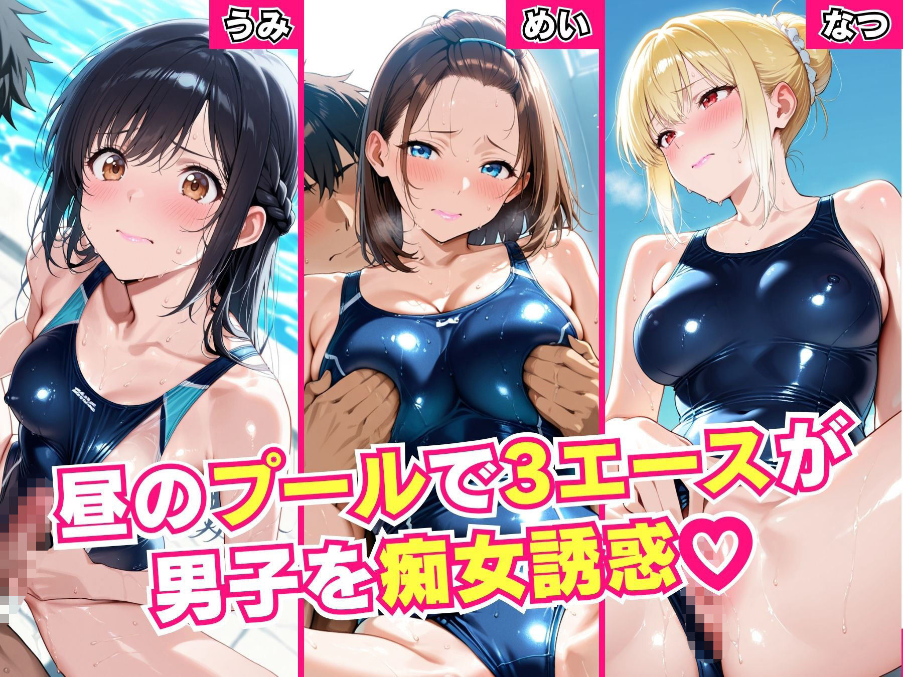 スク水3エースの昼夜竿管理 〜水泳部美少女たちが男子生徒たちを虜にする秘密のプール乱交〜 サンプル1ページ目