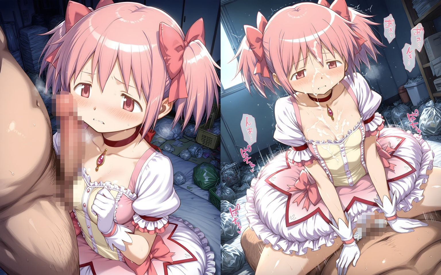 お持ち帰りされた魔法少女達がおじさんと朝までSEX サンプル1ページ目