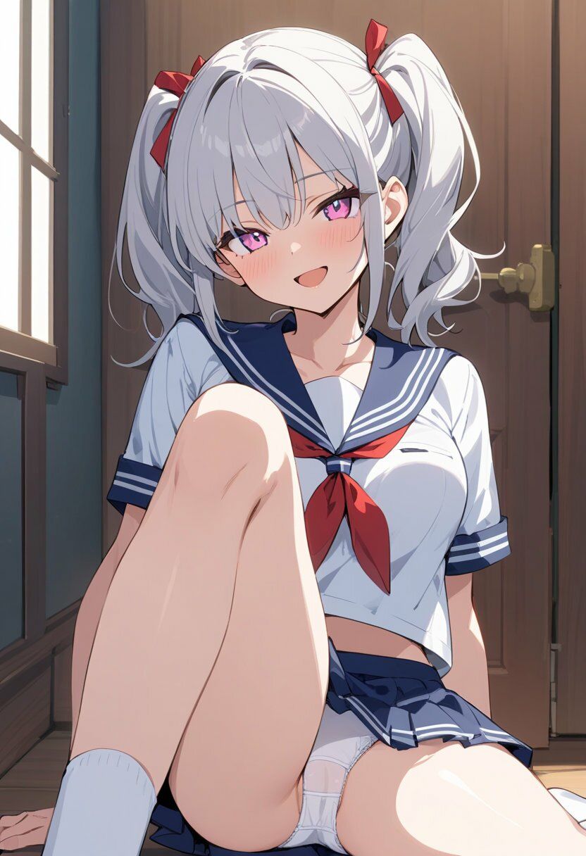 セーラー服でパンチラ×8ポーズ サンプル2ページ目