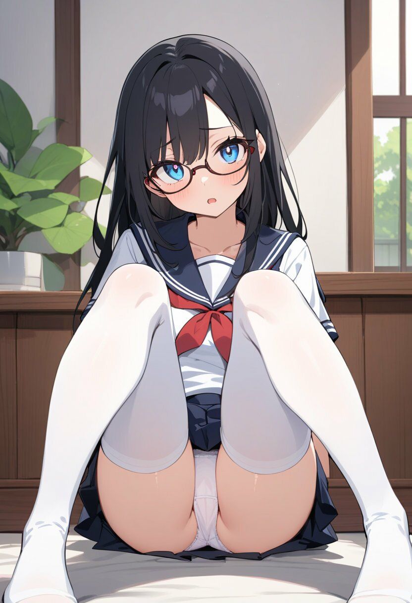 セーラー服でパンチラ×8ポーズ サンプル3ページ目