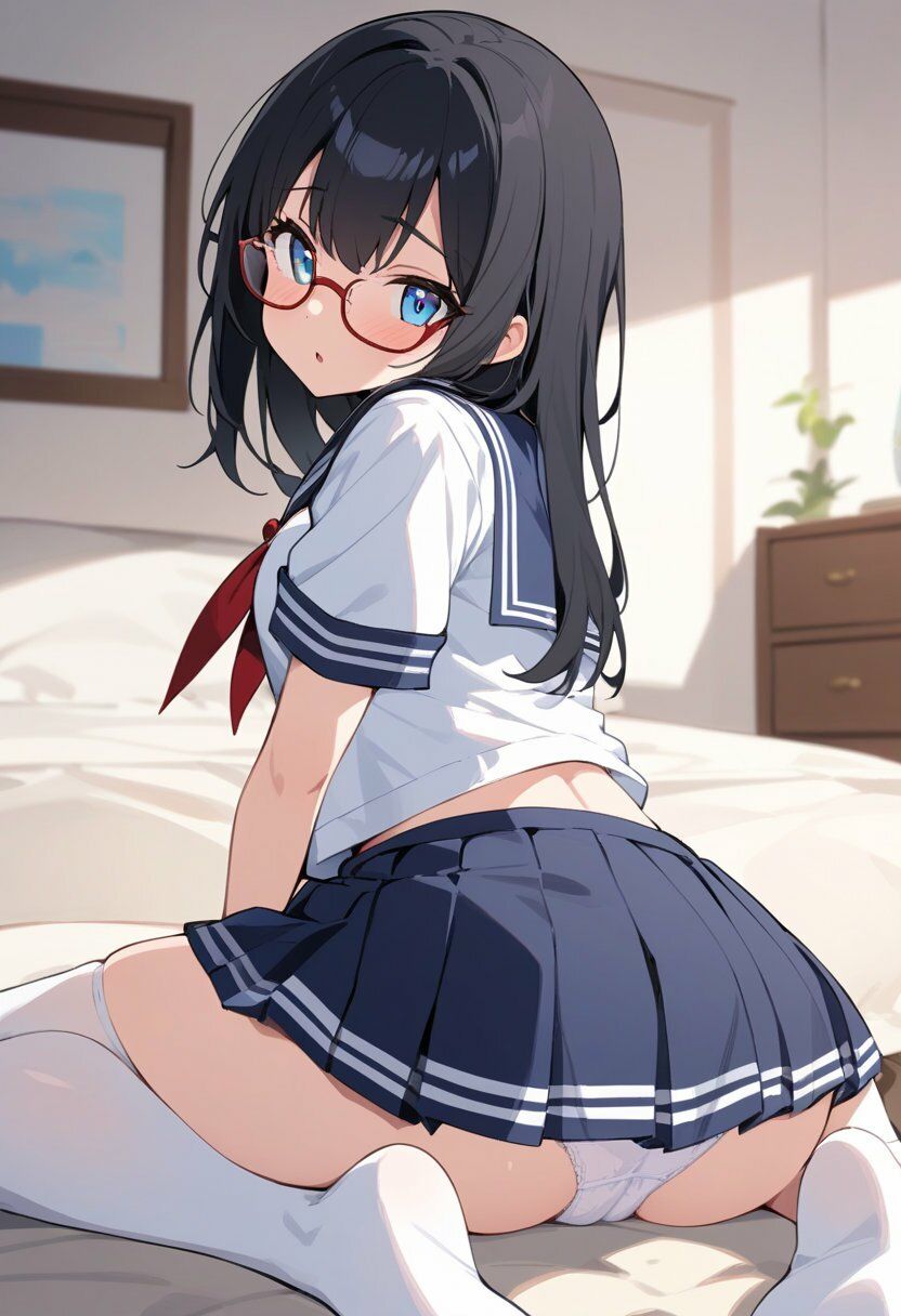 セーラー服でパンチラ×8ポーズ サンプル4ページ目
