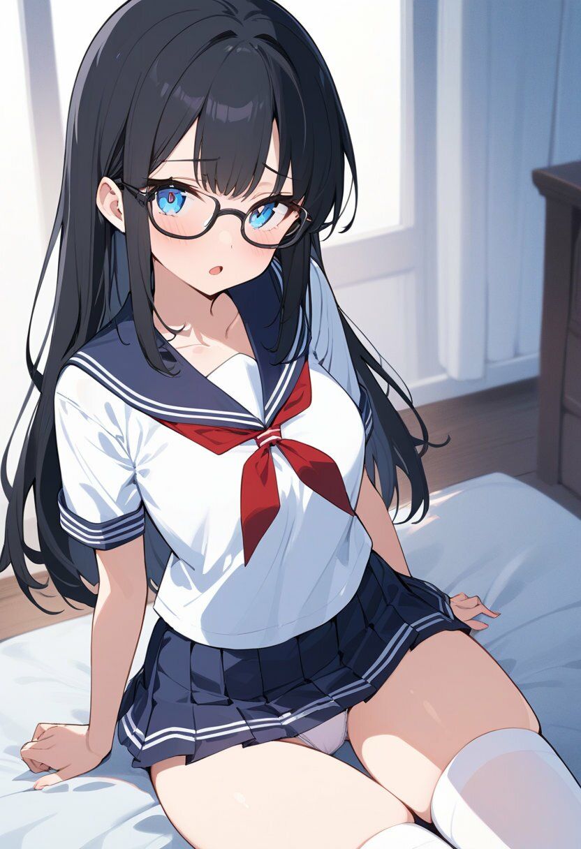 セーラー服でパンチラ×8ポーズ サンプル5ページ目