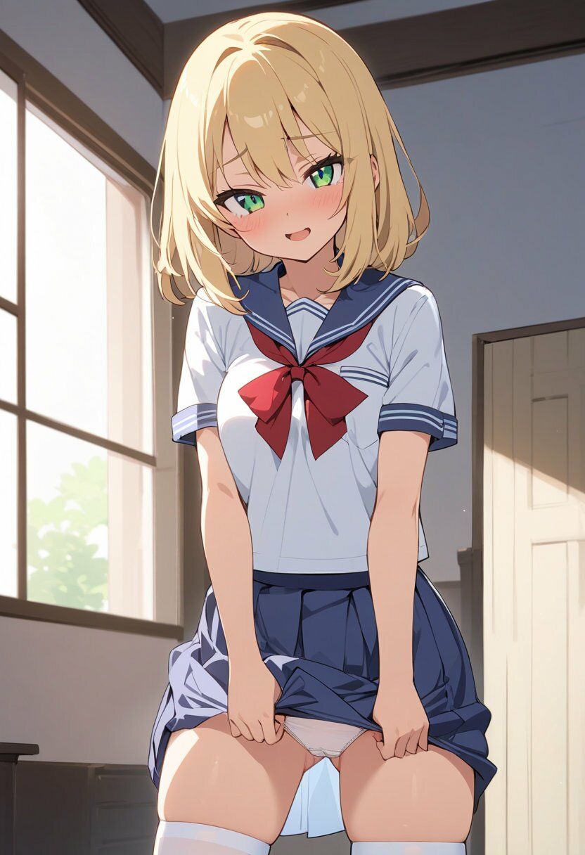 セーラー服でパンチラ×8ポーズ サンプル6ページ目