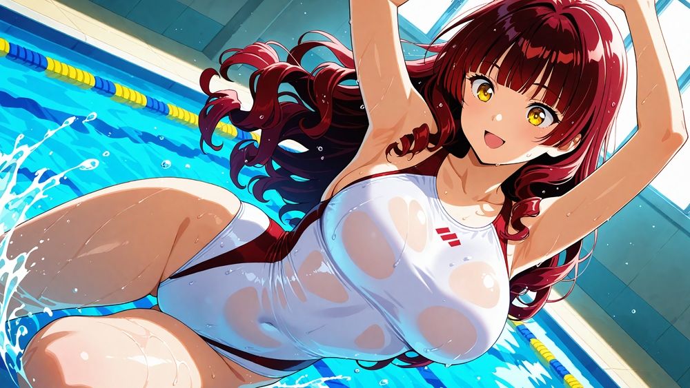 【4K】清楚な白スク水姉妹が部室で若手コーチの精液を争奪する孕ませ交尾 サンプル5ページ目
