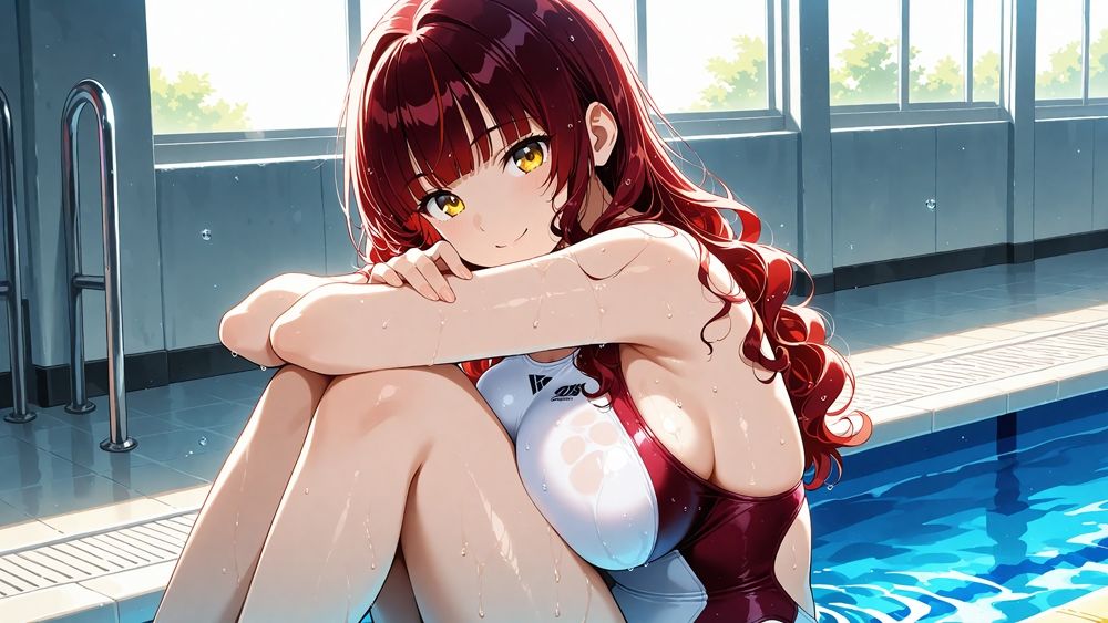 【4K】清楚な白スク水姉妹が部室で若手コーチの精液を争奪する孕ませ交尾 サンプル7ページ目