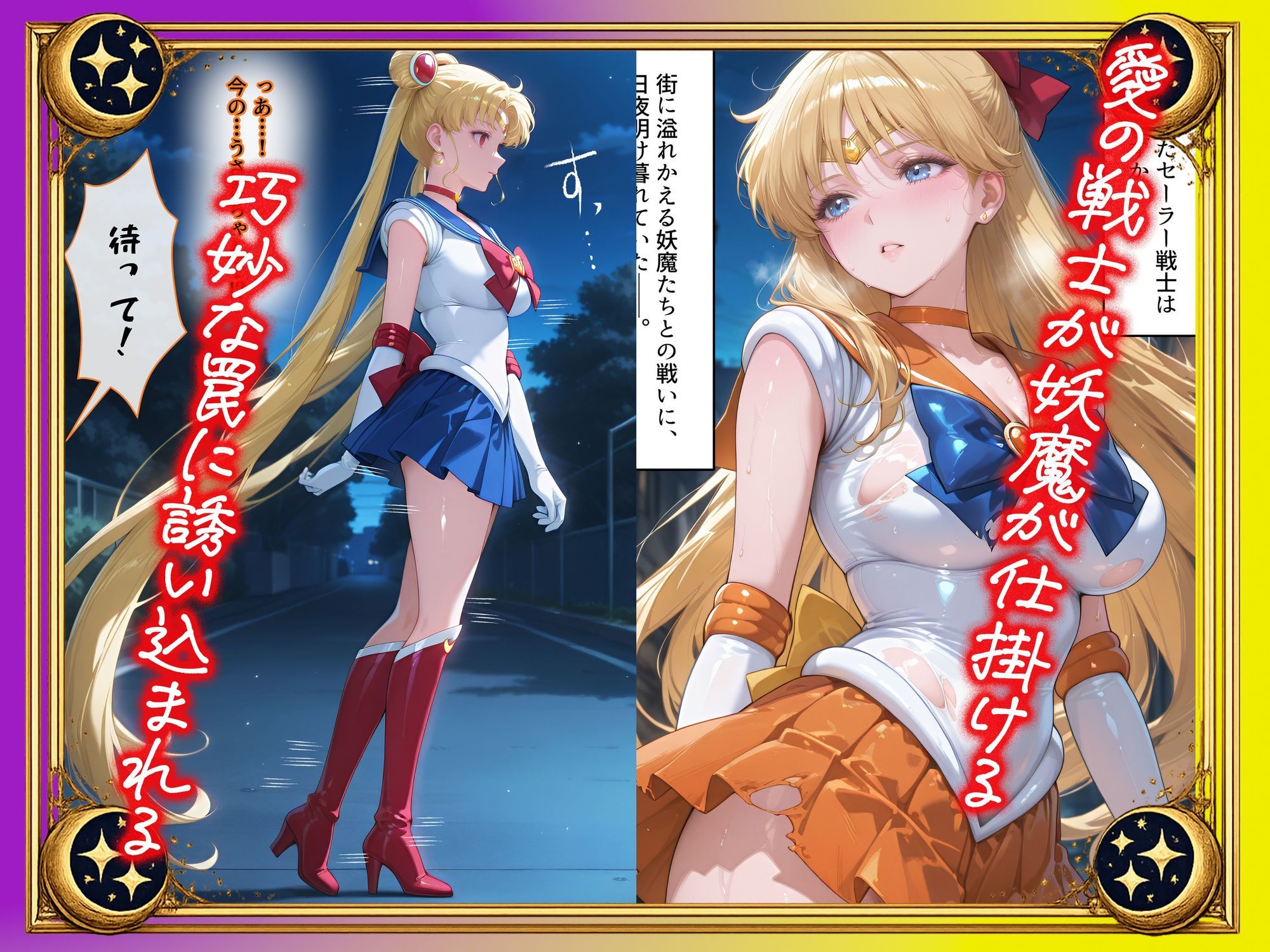 【セリフ付】悪魔に敗北〜快楽堕ちさせられた金の戦士編〜 サンプル1ページ目