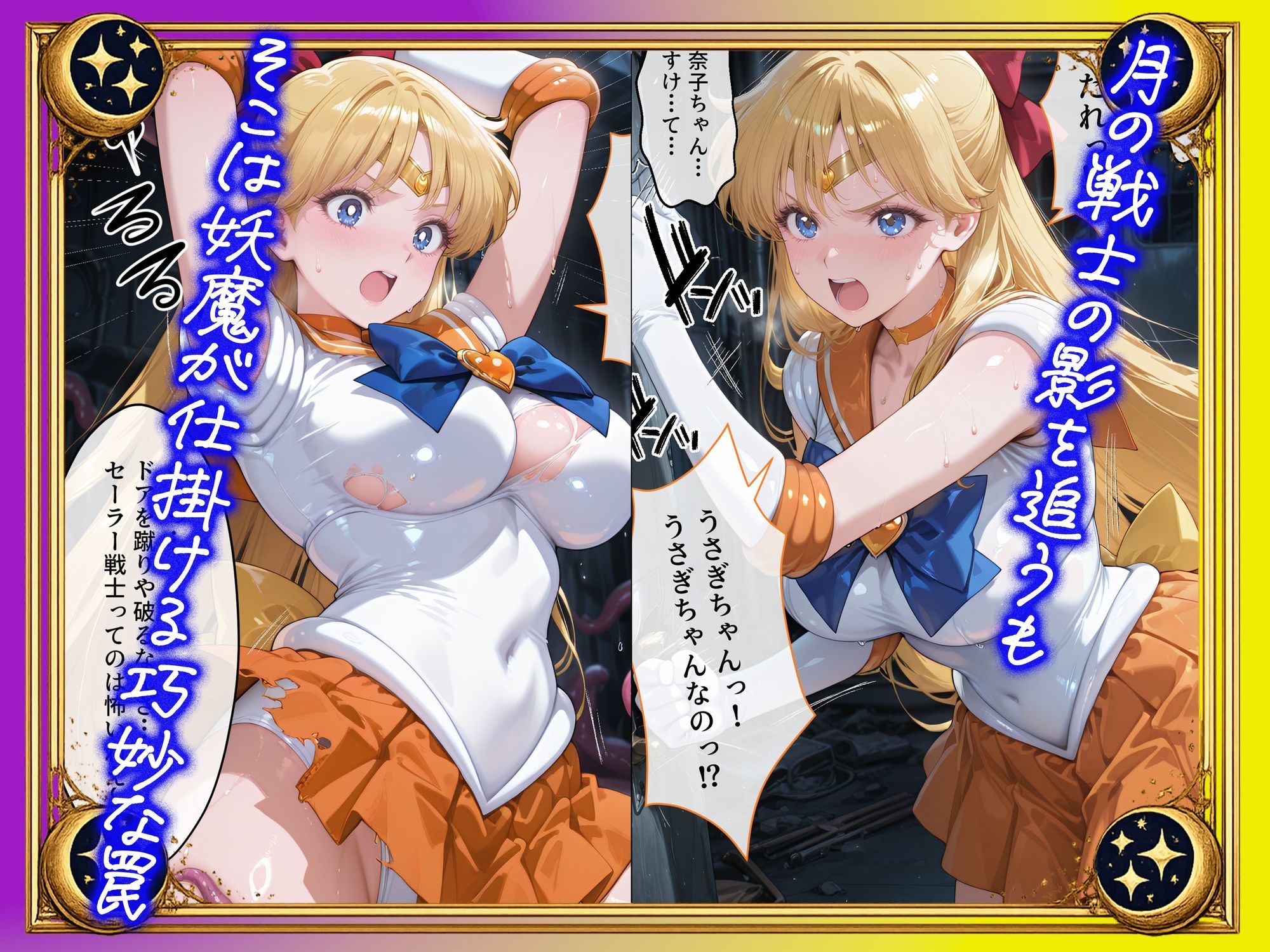 【セリフ付】悪魔に敗北〜快楽堕ちさせられた金の戦士編〜 サンプル2ページ目