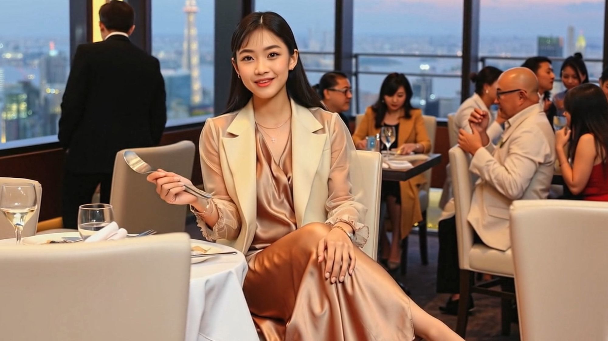 妄想18 レストランでお嬢様の開脚を給仕がお手伝い AI生成動画 サンプル4ページ目