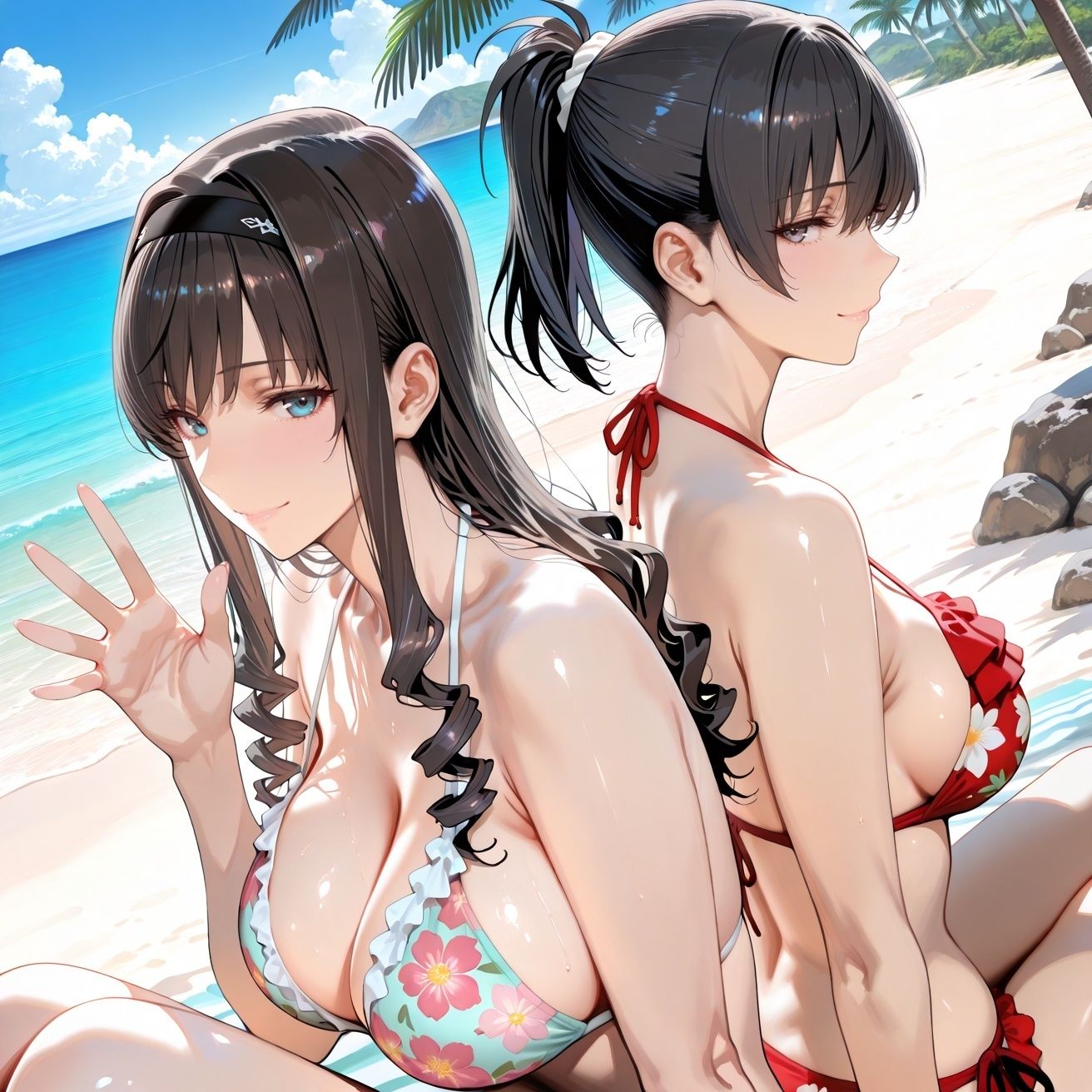 森○はるか＆塚○響inビーチ サンプル1ページ目