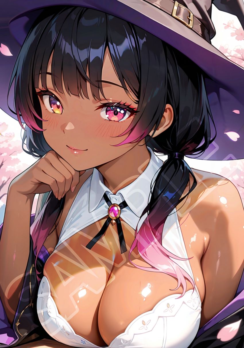 褐色黒魔女と桜デート サンプル3ページ目