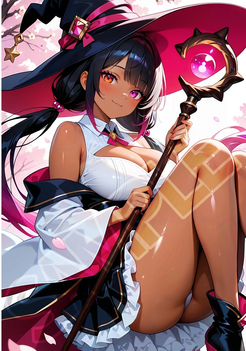 褐色黒魔女と桜デート サンプル5ページ目