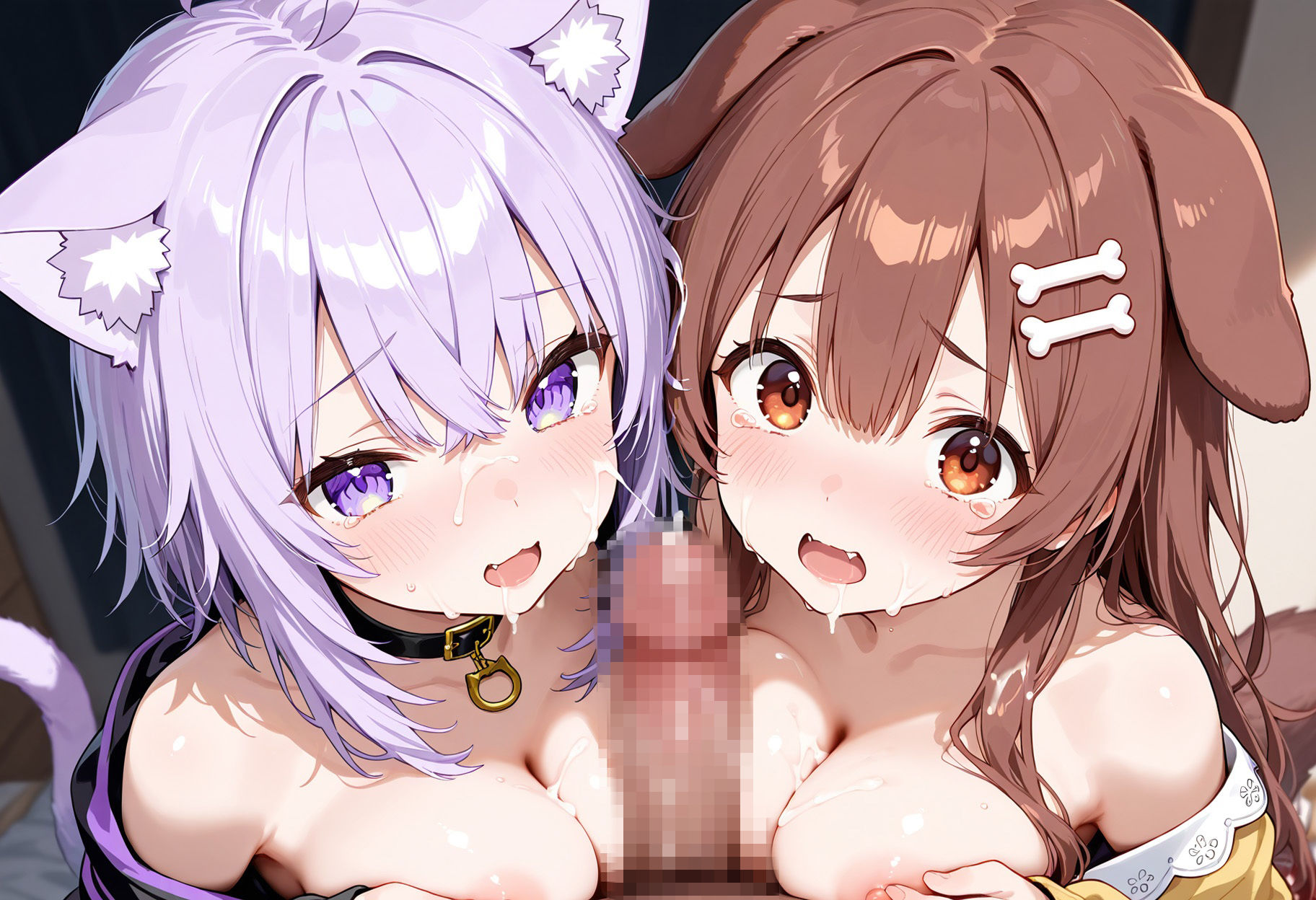 猫又おかゆ、戌神ころねを調教エッチ【CG集＋動画】 サンプル1ページ目