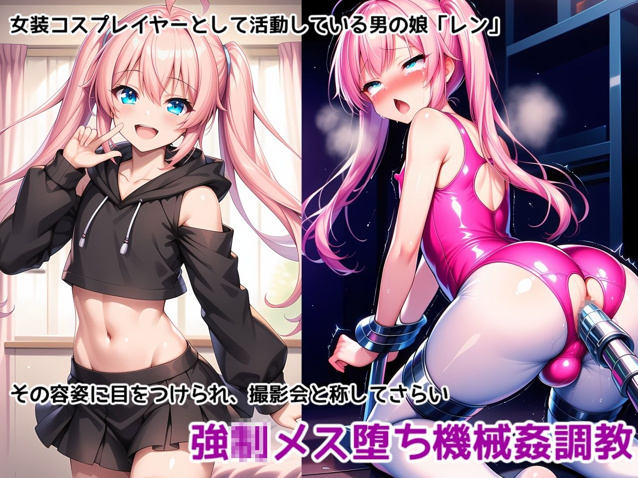 男の娘メス堕ち調教・ケツイキ機械姦〜機械責めでメスイキを仕込まれてちんぽ付きケツまんこマゾメスにされちゃう男の娘の話 サンプル1ページ目