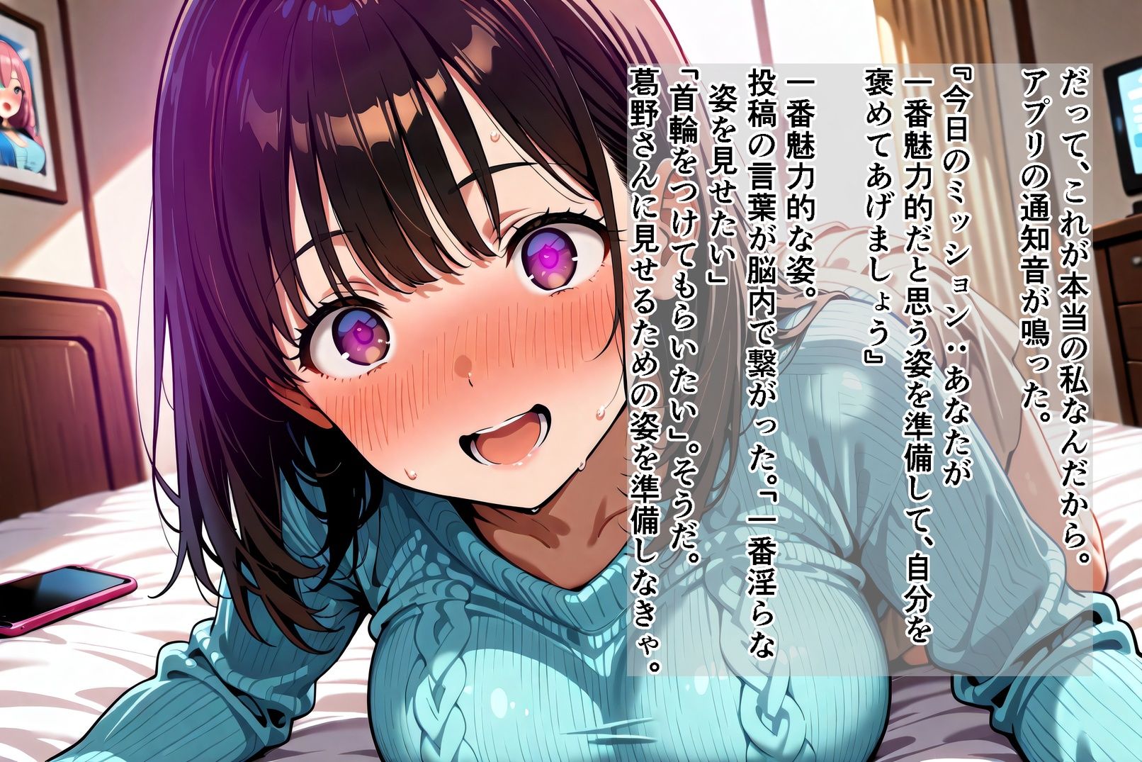 「私の好きなところ:笑顔、髪、そして――」SNS投稿が現実になるアプリで淫らに書き換えられた私_前編 サンプル9ページ目