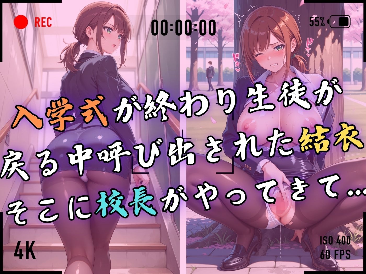 【4Kイラスト】1万3000人の生徒を抱いた校長による篠原結衣への性指導（入学式編） サンプル4ページ目