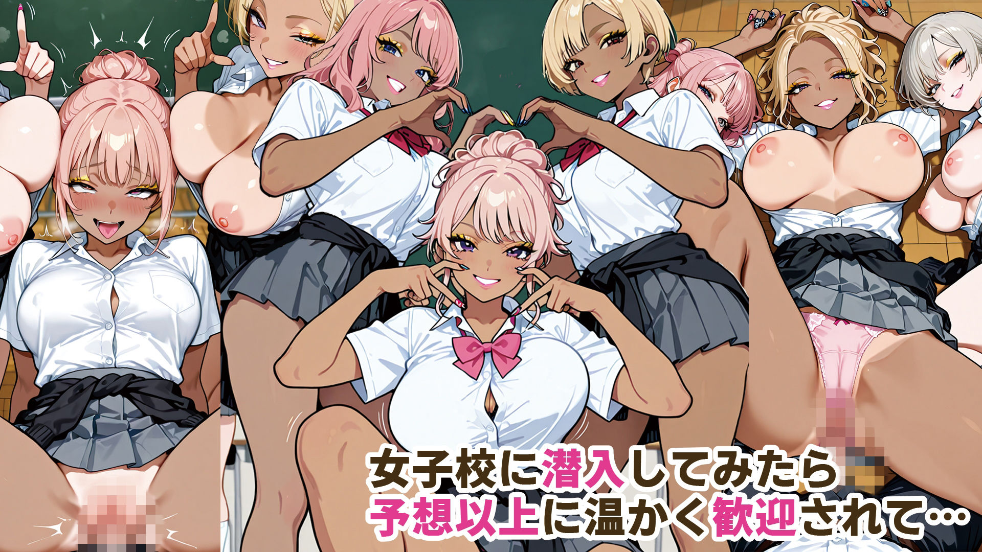 黒ギャルビッチ女学園へようこそ♪ハーレム乱交教育 サンプル4ページ目