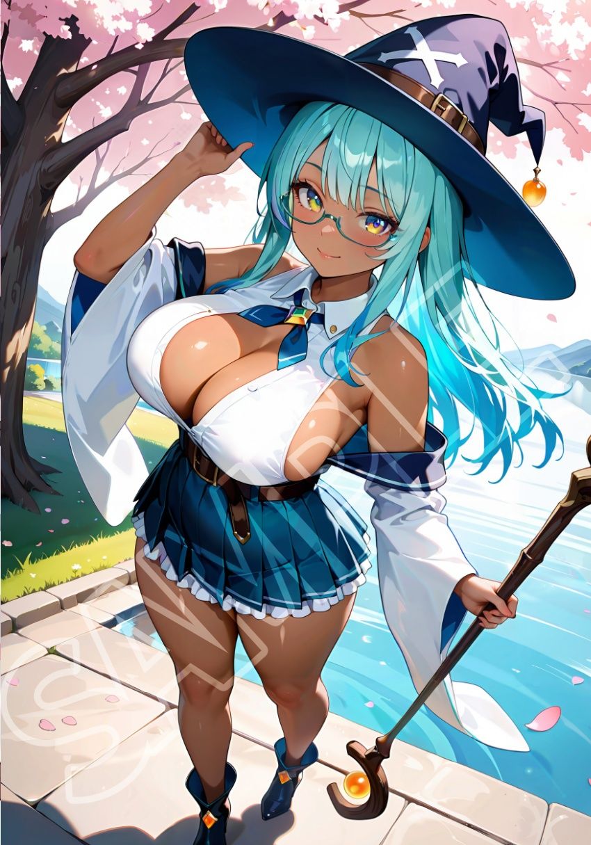 褐色水魔女と桜デート サンプル2ページ目