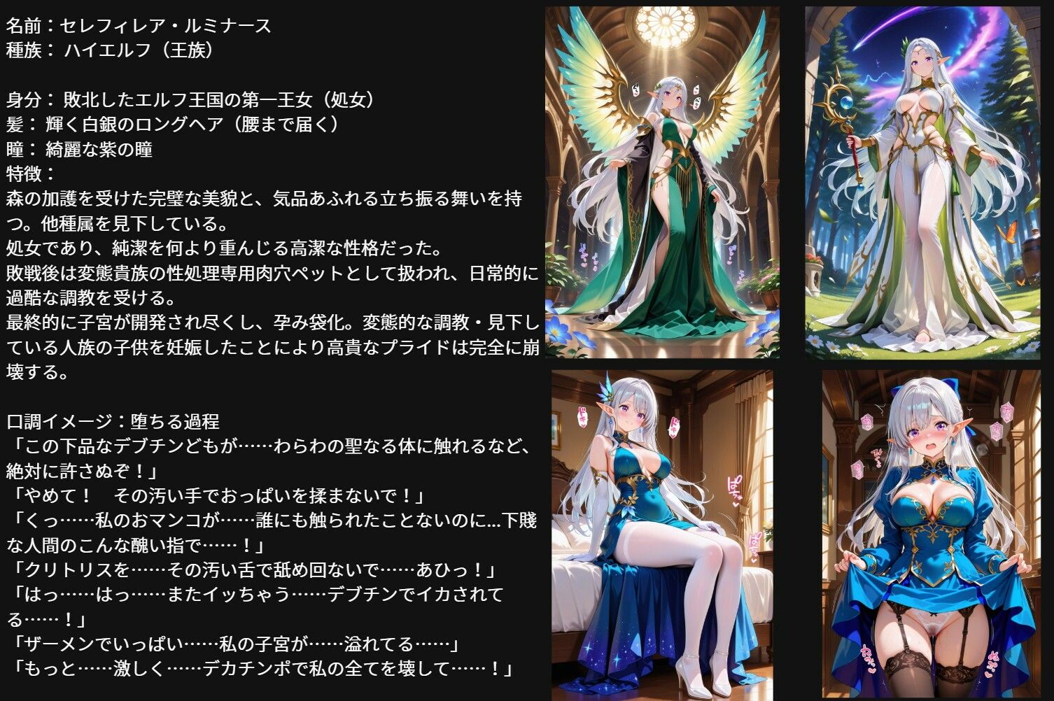 敗国の処女エルフ王女、敗北の代償に変態貴族の性処理専用肉穴ペットに堕ち孕み袋化・連続中出し調教・妊娠 サンプル2ページ目