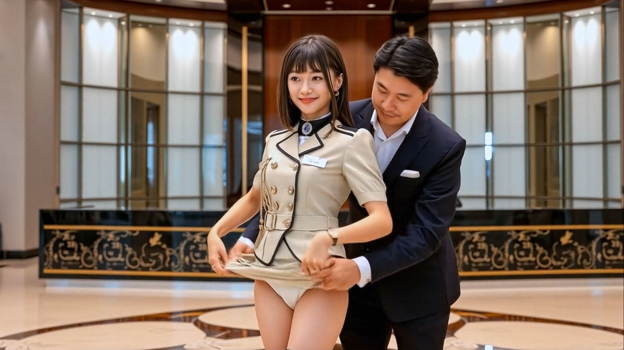 妄想19 高級ホテルのホテルウーマンはおっぱいでお出迎え AI生成動画 サンプル1ページ目