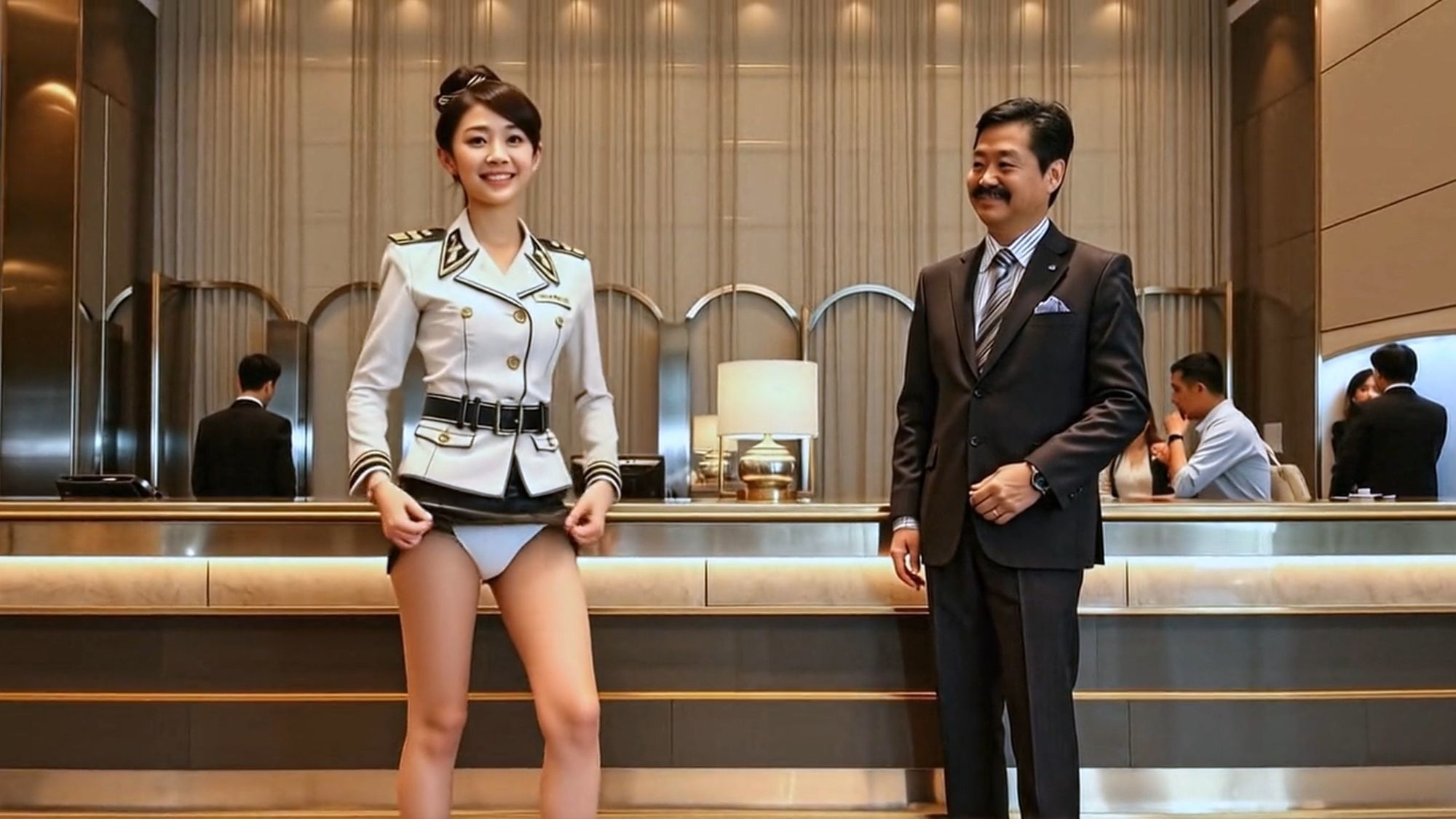 妄想19 高級ホテルのホテルウーマンはおっぱいでお出迎え AI生成動画 サンプル5ページ目