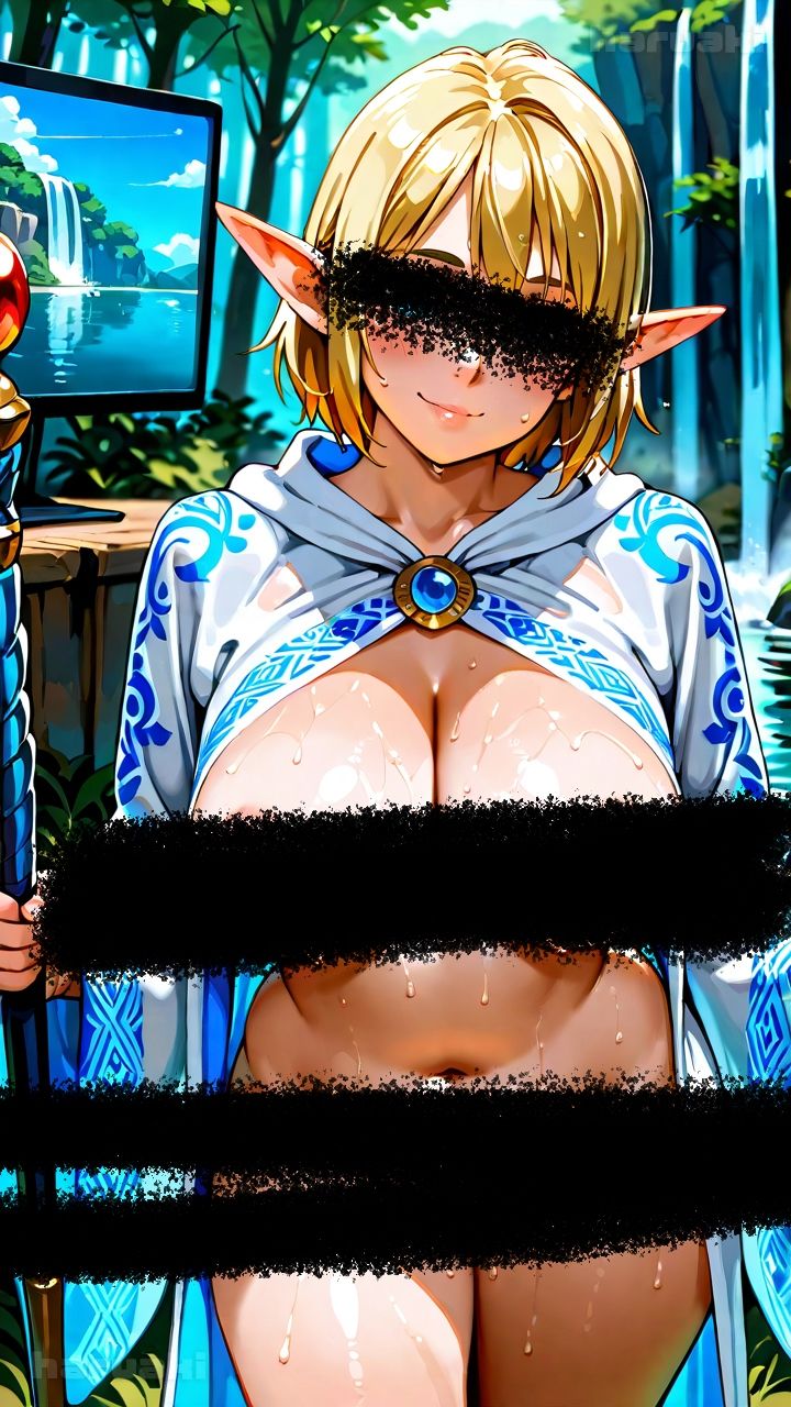【AIアニメ巨乳美女写真集】Vol.9 ゲームの中で金髪爆乳エルフになってエロエロ性活 サンプル5ページ目