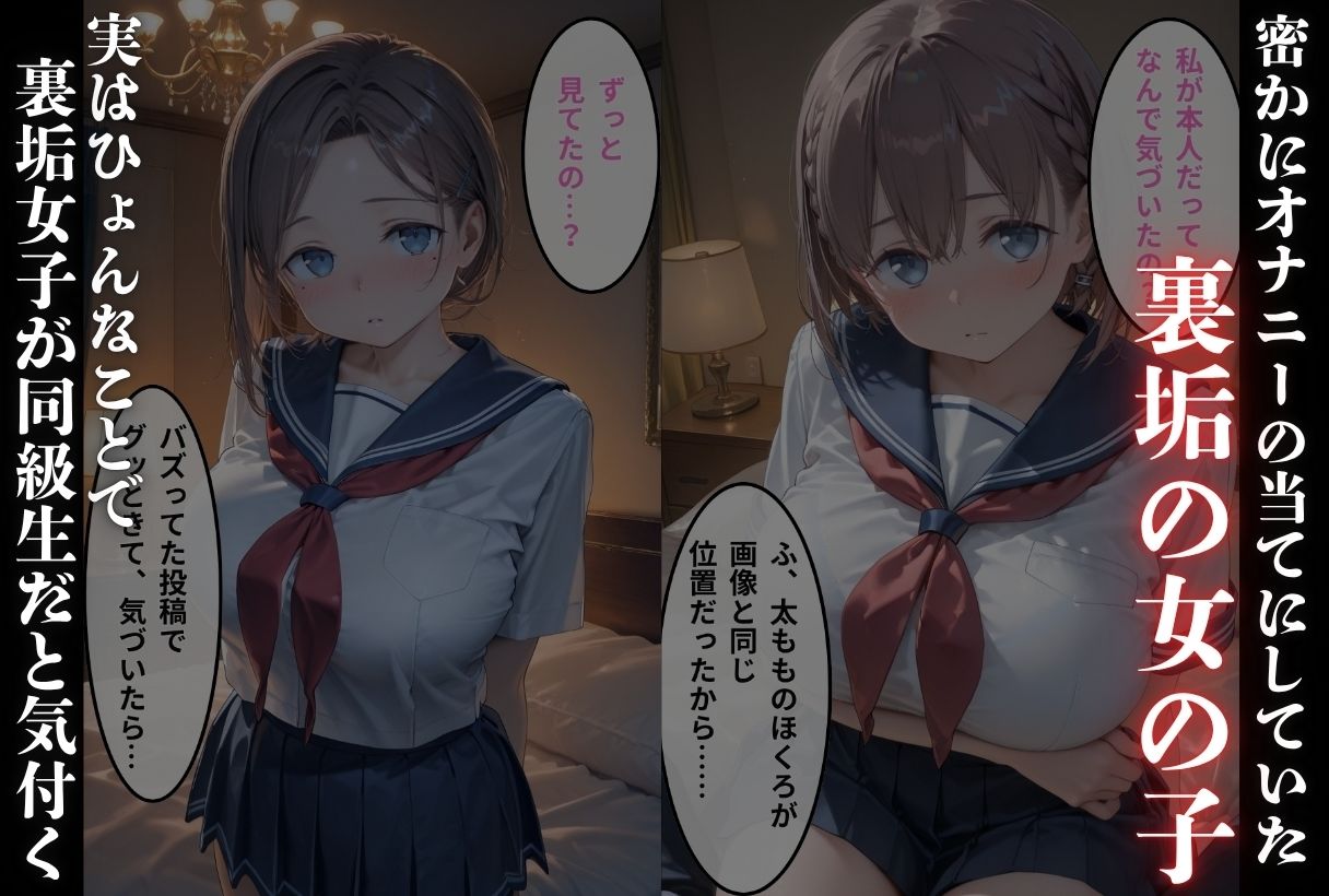 裏垢が同級生にバレちゃいました サンプル1ページ目
