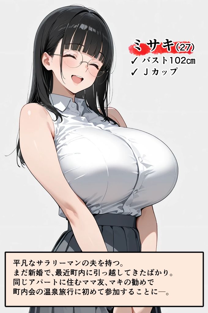 新婚の地味巨乳妻が町内会の温泉旅行で開かれた巨乳奥さん限定乳相撲大会に参加した話 サンプル1ページ目